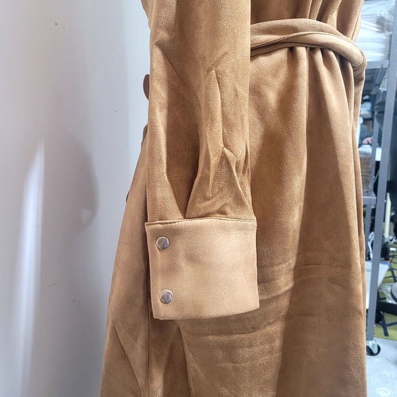 New! Everyday Jones Faux Suede Belted Duster Camel Brown 3X - Picture 10 of 14